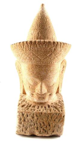 ANTIQUE THAI SANDSTONE BUDDHA HEAD SCULPTURE