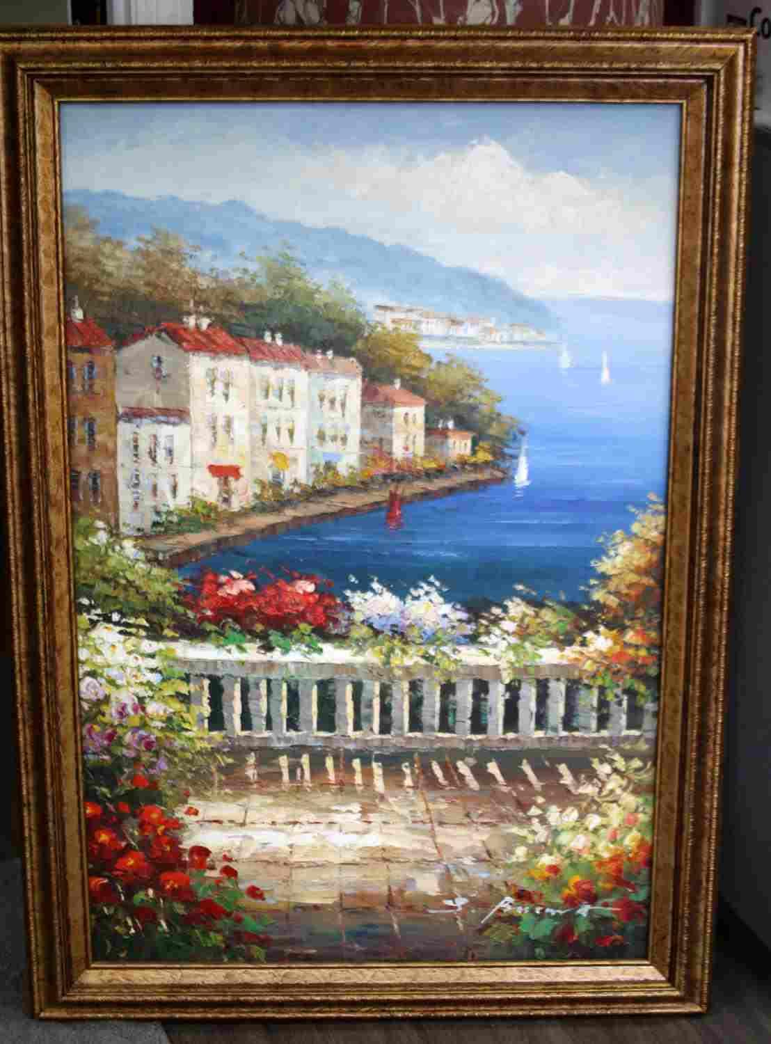 AMALFI COAST ITALY ORIGINAL ART OIL PAINTING