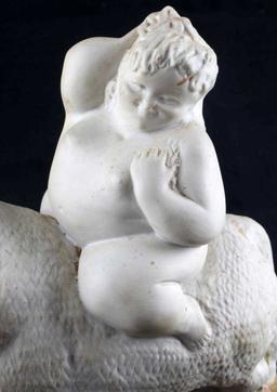 RICARDO MESA PORCELAIN FEMALE WITH BULL FIGURE