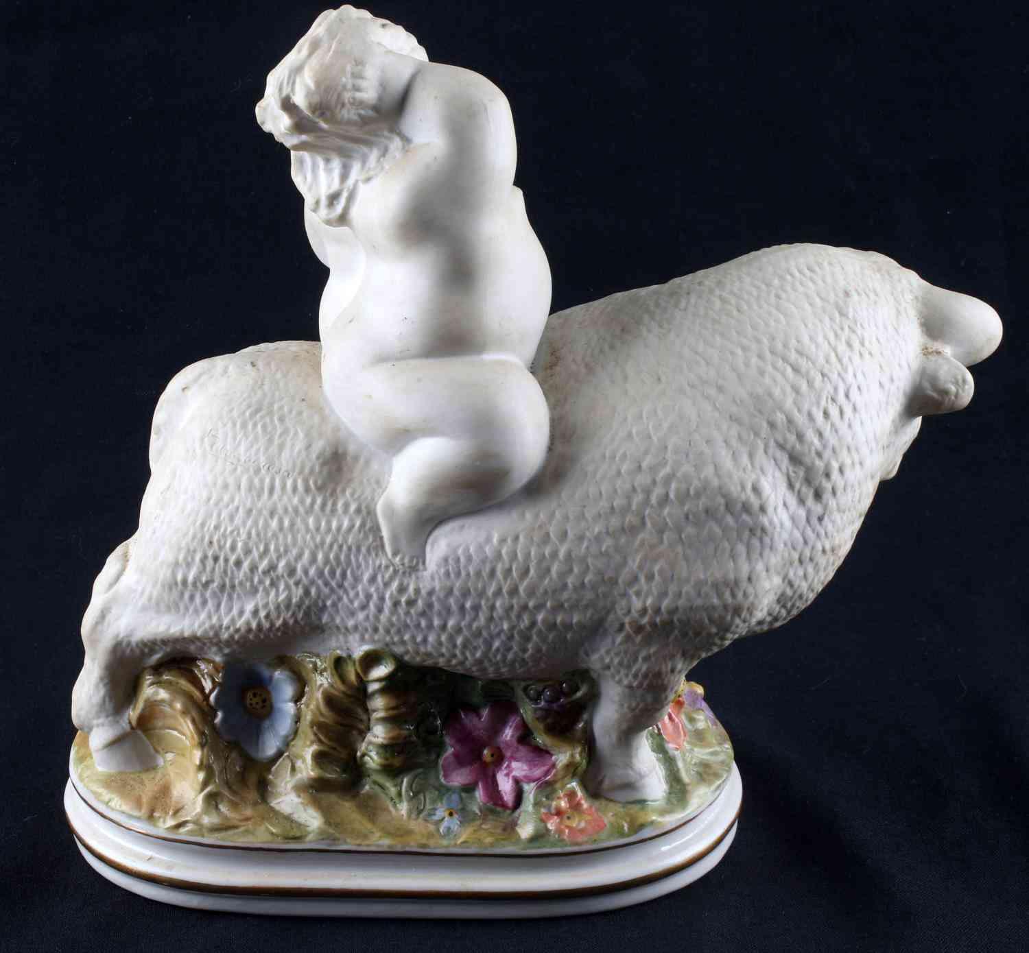 RICARDO MESA PORCELAIN FEMALE WITH BULL FIGURE