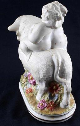 RICARDO MESA PORCELAIN FEMALE WITH BULL FIGURE