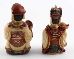 PAIR OF ANTIQUE MALE & FEMALE IVORY SNUFF BOTTLES