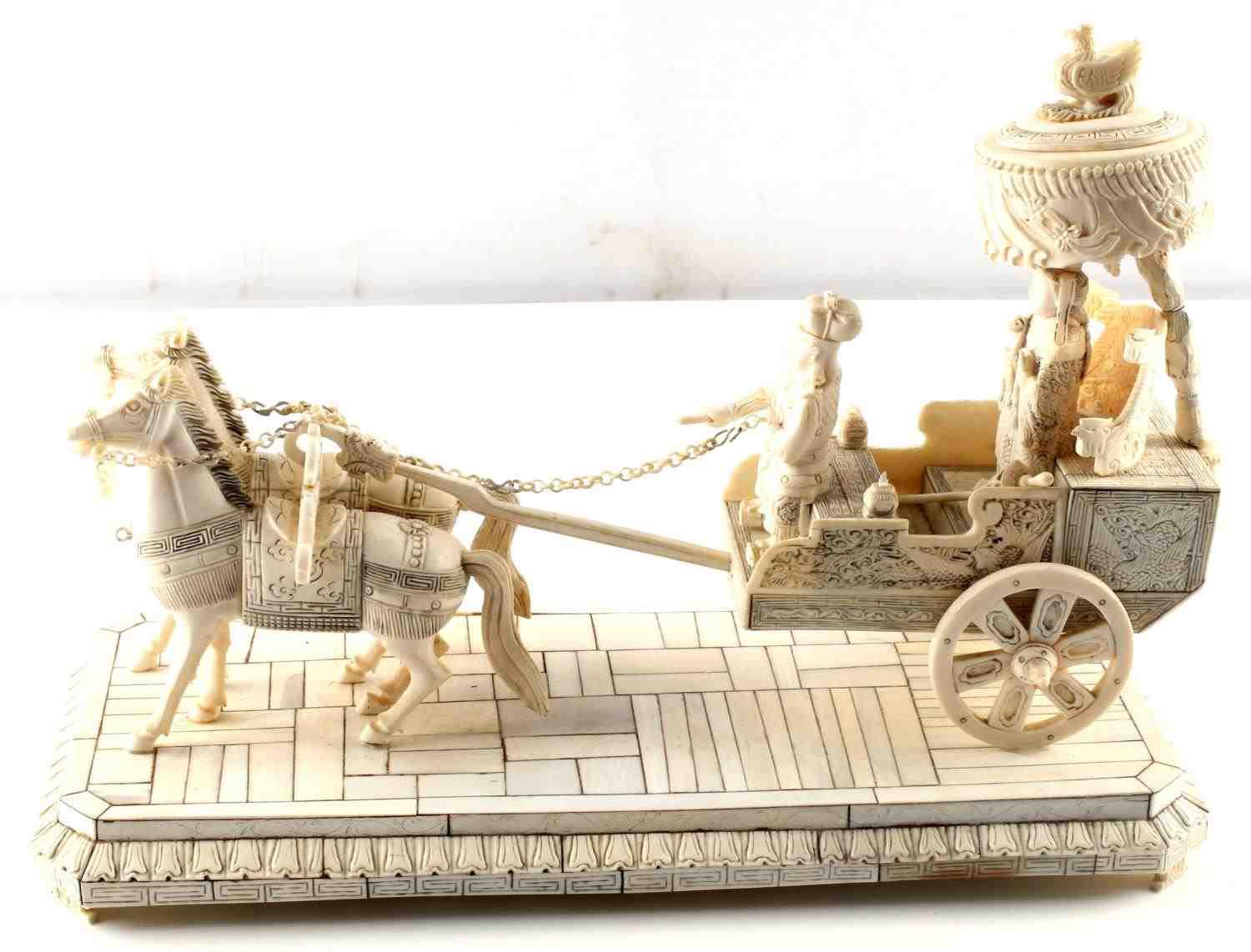 19TH CENTURY CHINESE IVORY EMPORER CHARIOT