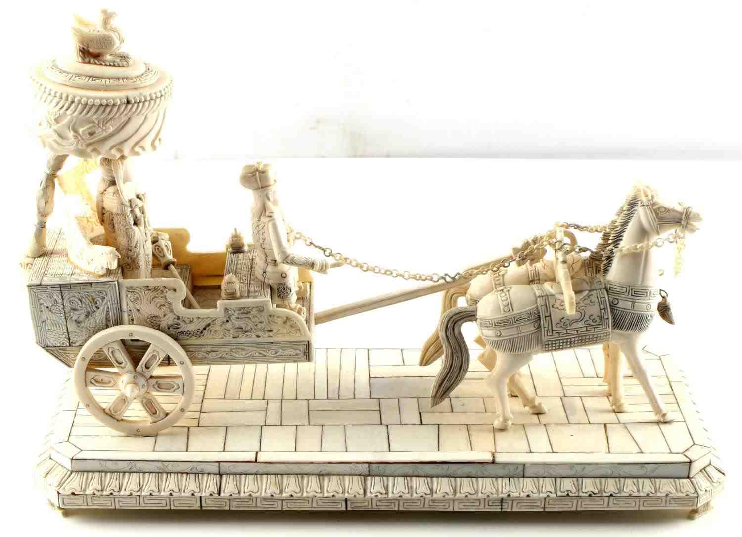 19TH CENTURY CHINESE IVORY EMPORER CHARIOT