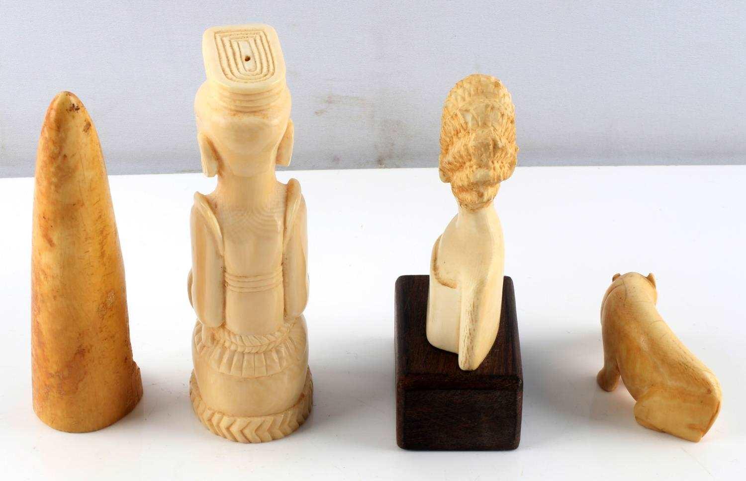 LOT OF 4 ANTIQUE AFRICAN CARVED IVORY FIGURALS
