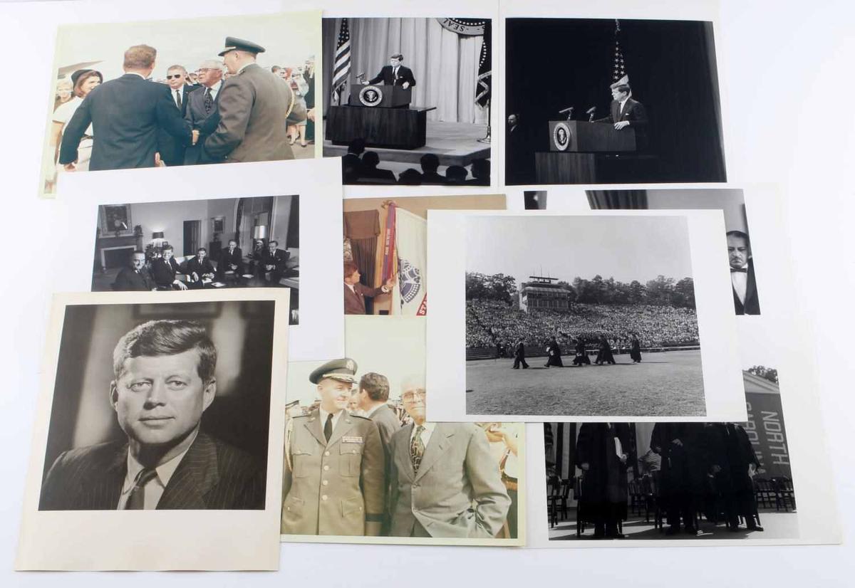 LOT OF 10 ASSORTED PHOTOGRAPHS OF JOHN F. KENNEDY