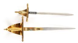 LOT 2 STAINLESS STEEL MINI SPANISH RAPIER SWORDS