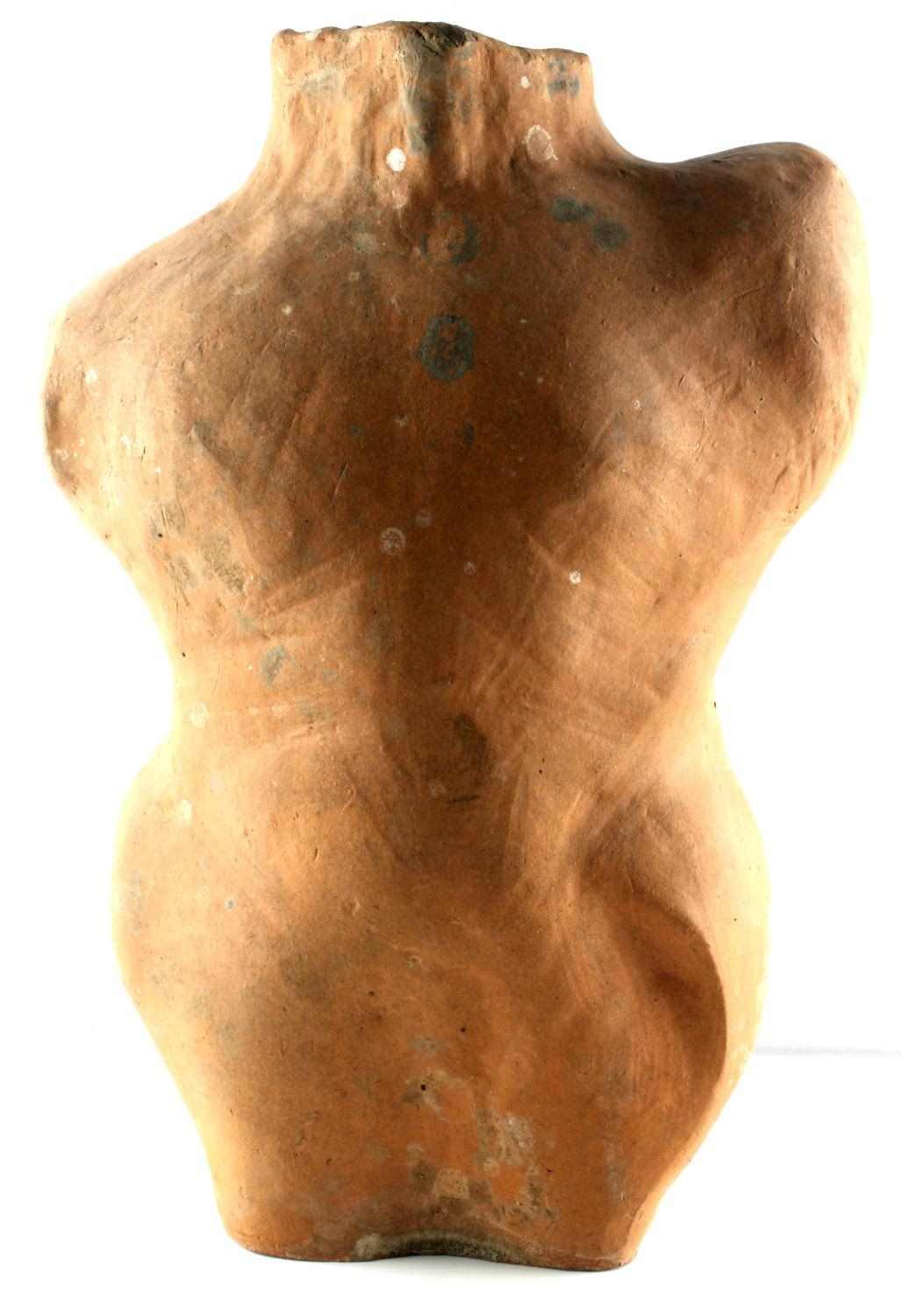 TERRACOTTA SCULPTURE OF NUDE MALE BODY TORSO