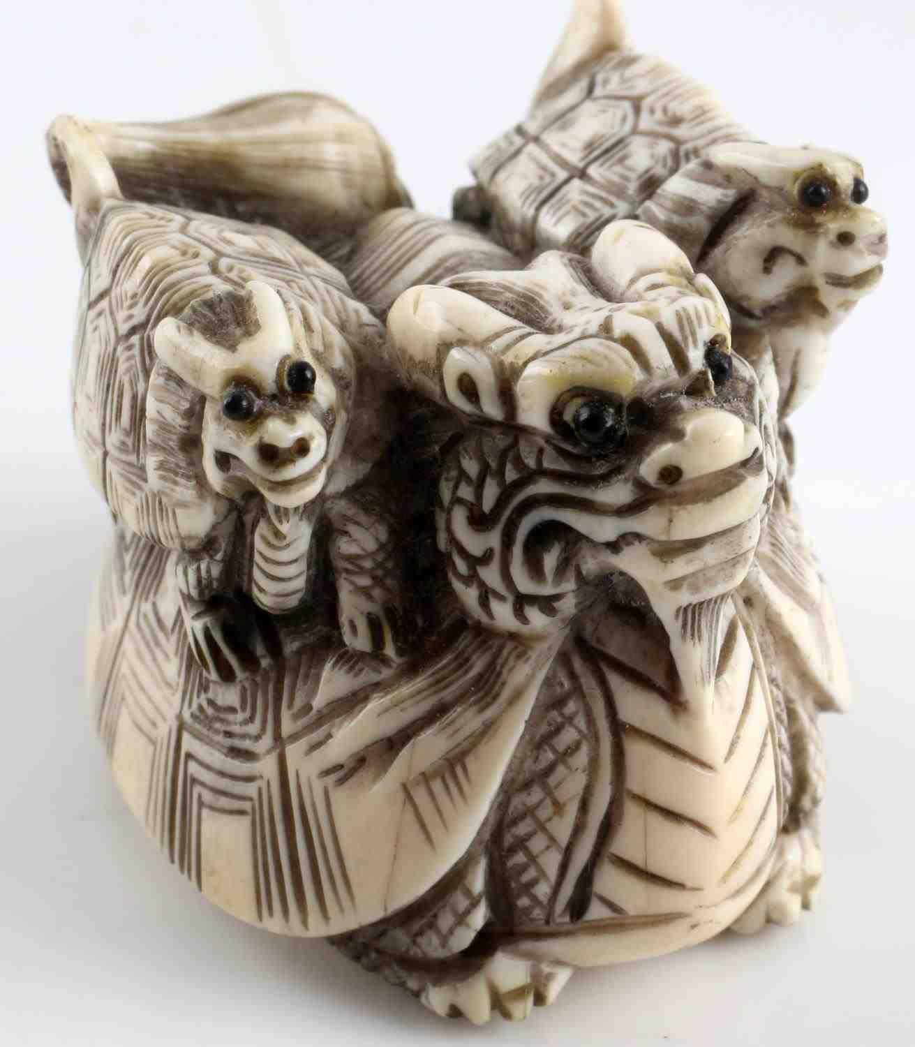 MEIJI PERIOD JAPANESE DEMON & DRAGON NETSUKE