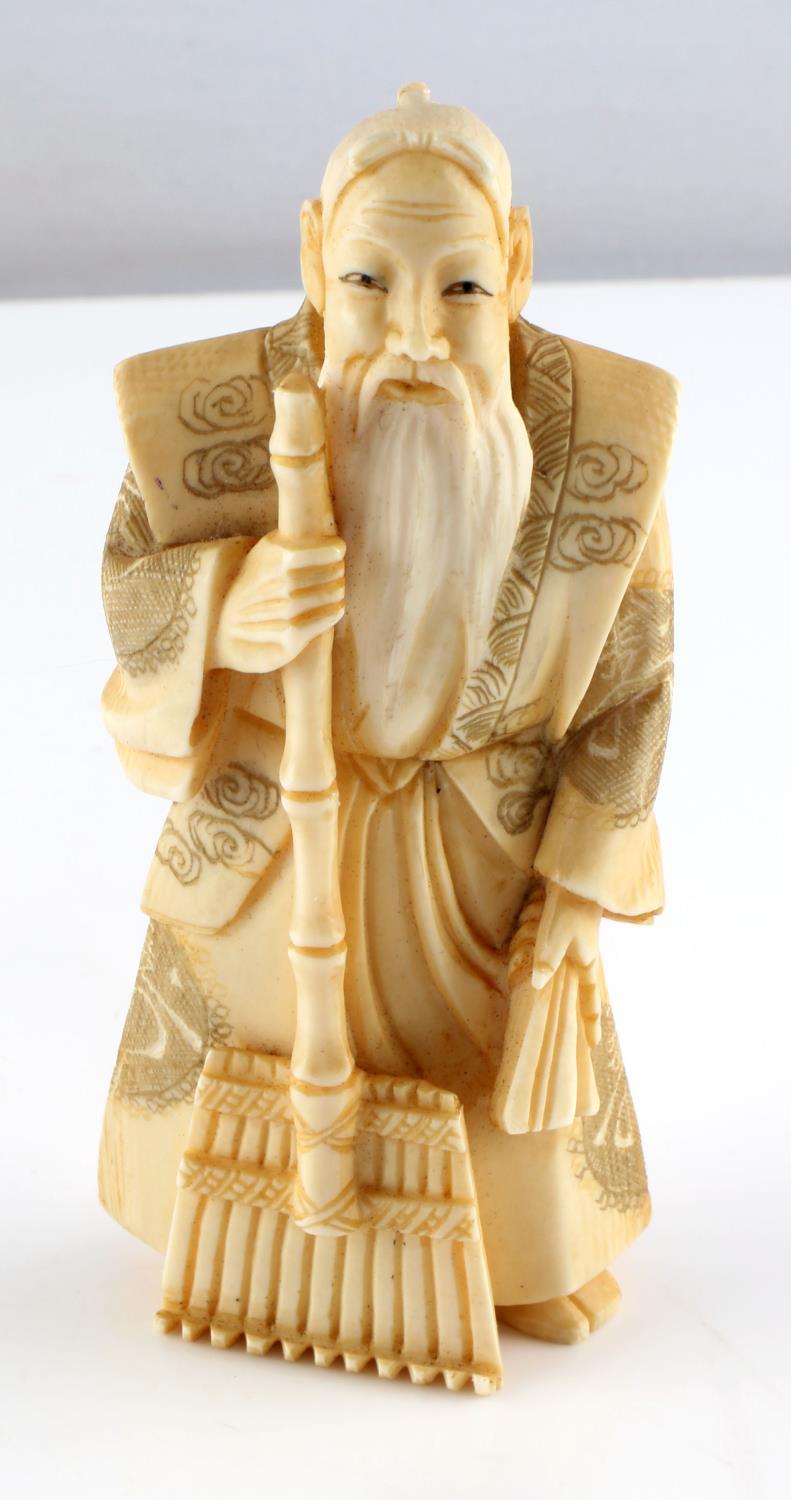 MEIJI PERIOD SCULPTED IVORY OKIMONO MALE FIGURE