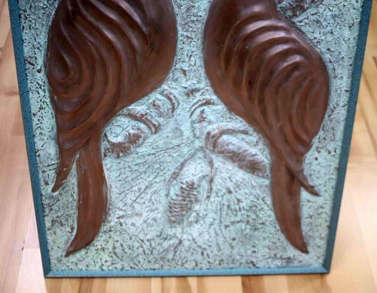 RALPH HURST LOVEBIRDS STONE WALL SCULPTURE