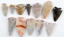 NATIVE AMERICAN FOUND ARROWHEAD LOT OF 12 ARCHAIC