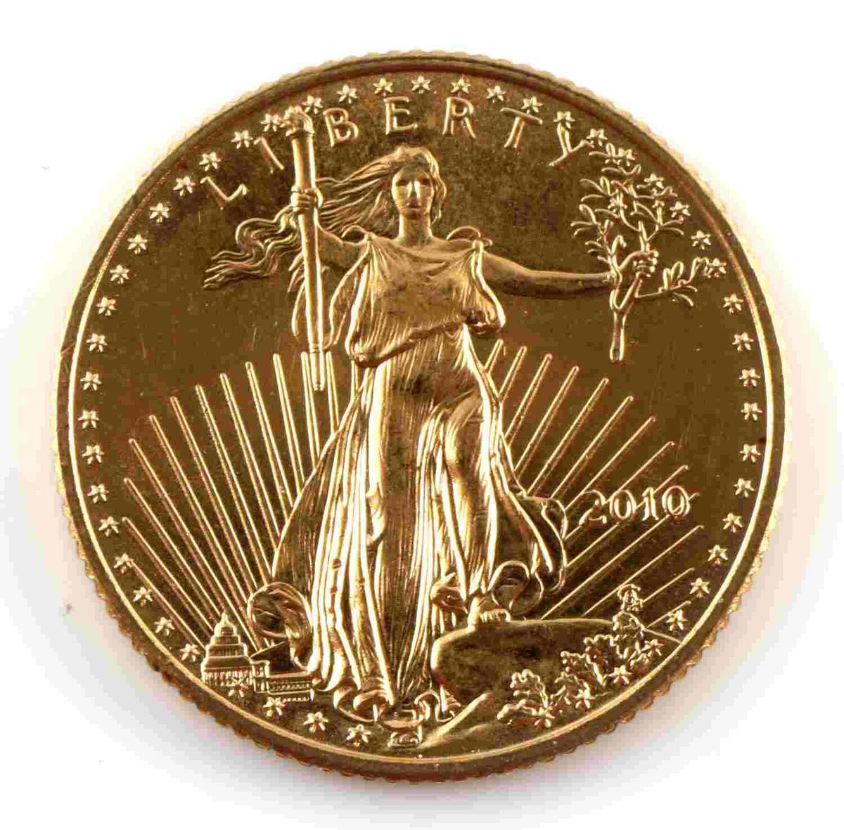 1/10TH OUNCE GOLD AMERICAN EAGLE COIN 2010 BU