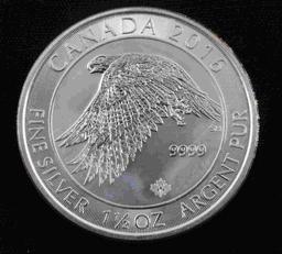 FIVE 1 1/2 OUNCE CANADIAN MAPLE LEAF SILVER COIN