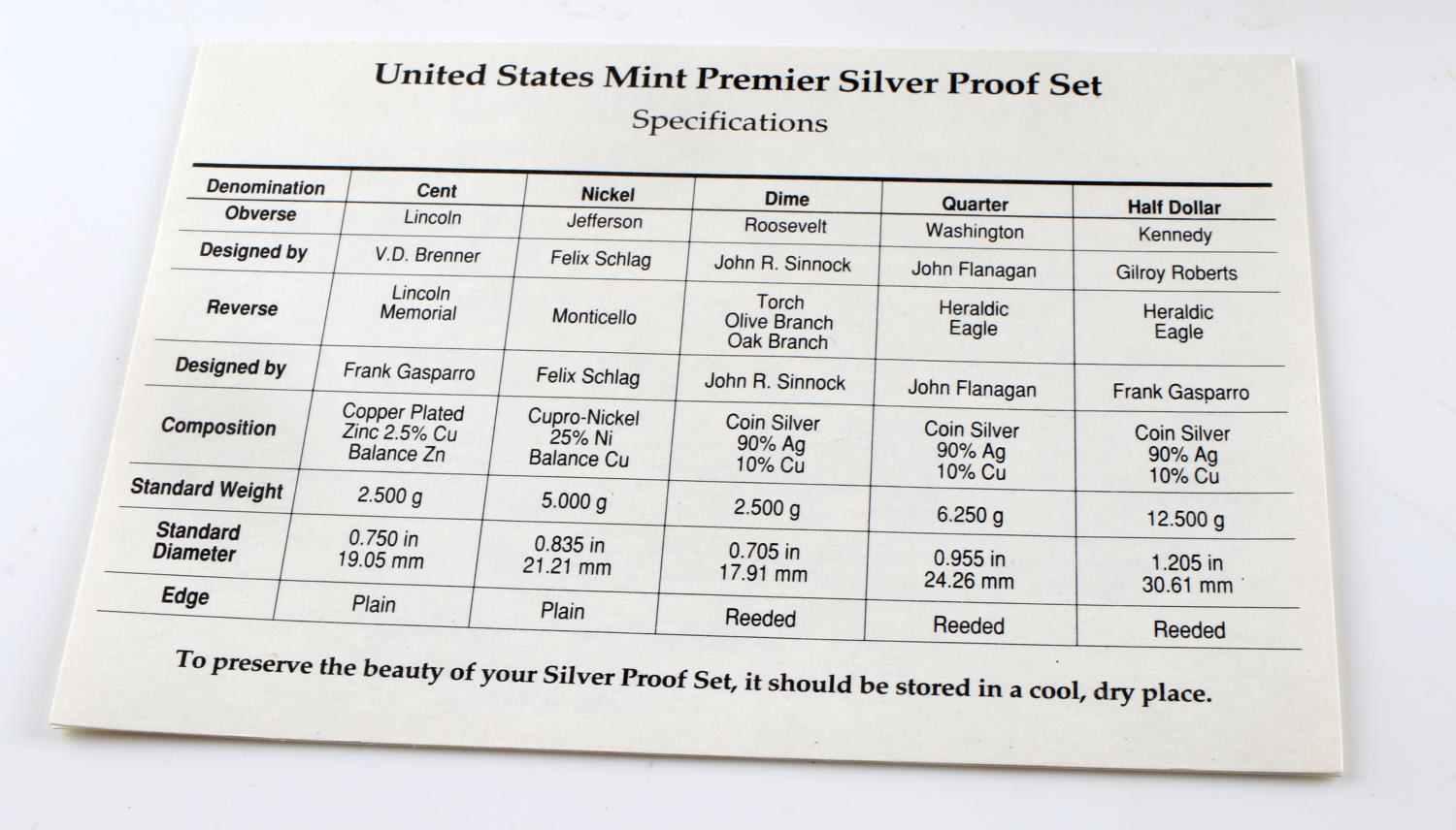 8 US MINT PREMIER SILVER PROOF SET LOT 1990'S