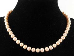 FRESH WATER PEARL NECKLACE W 14K CLASP & EARRINGS