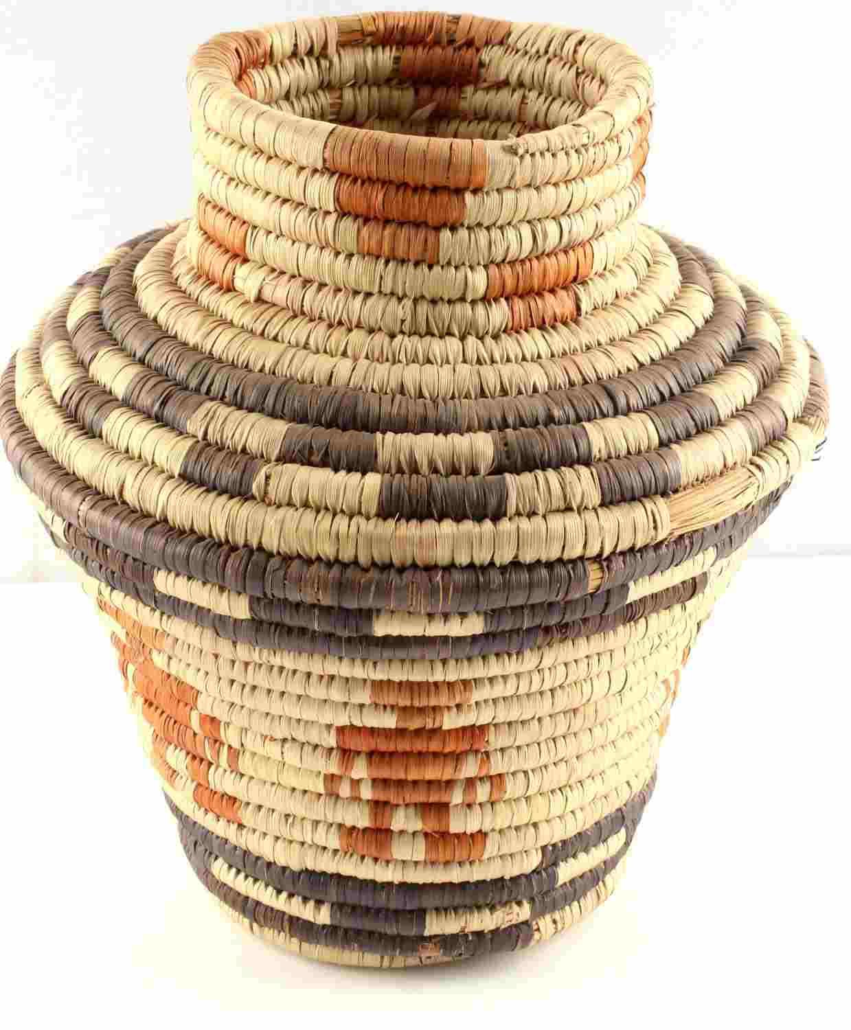 HOPI INDIAN POLYCHROME KACHINA PICTORIAL BASKET