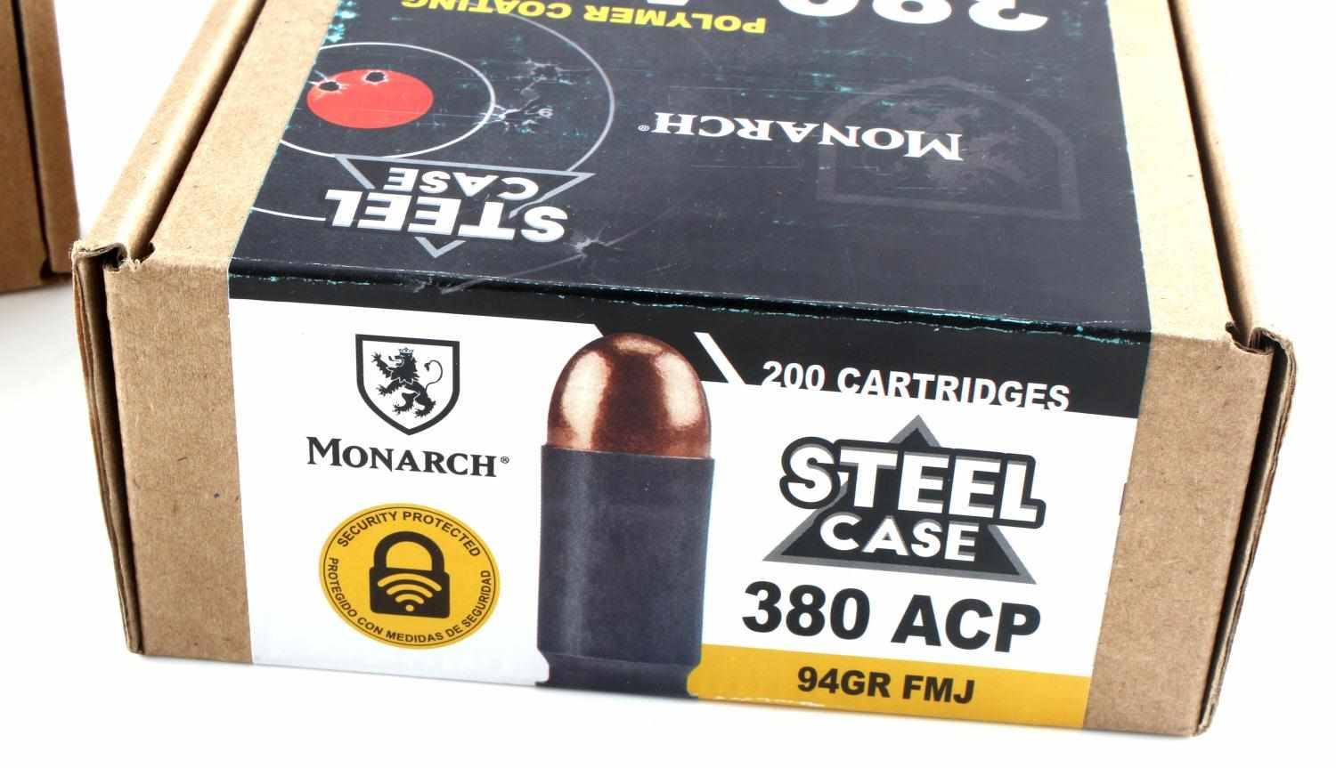 400 RDS MONARCH .380 ACP 94 GR FMJ AMMO NEW IN BOX