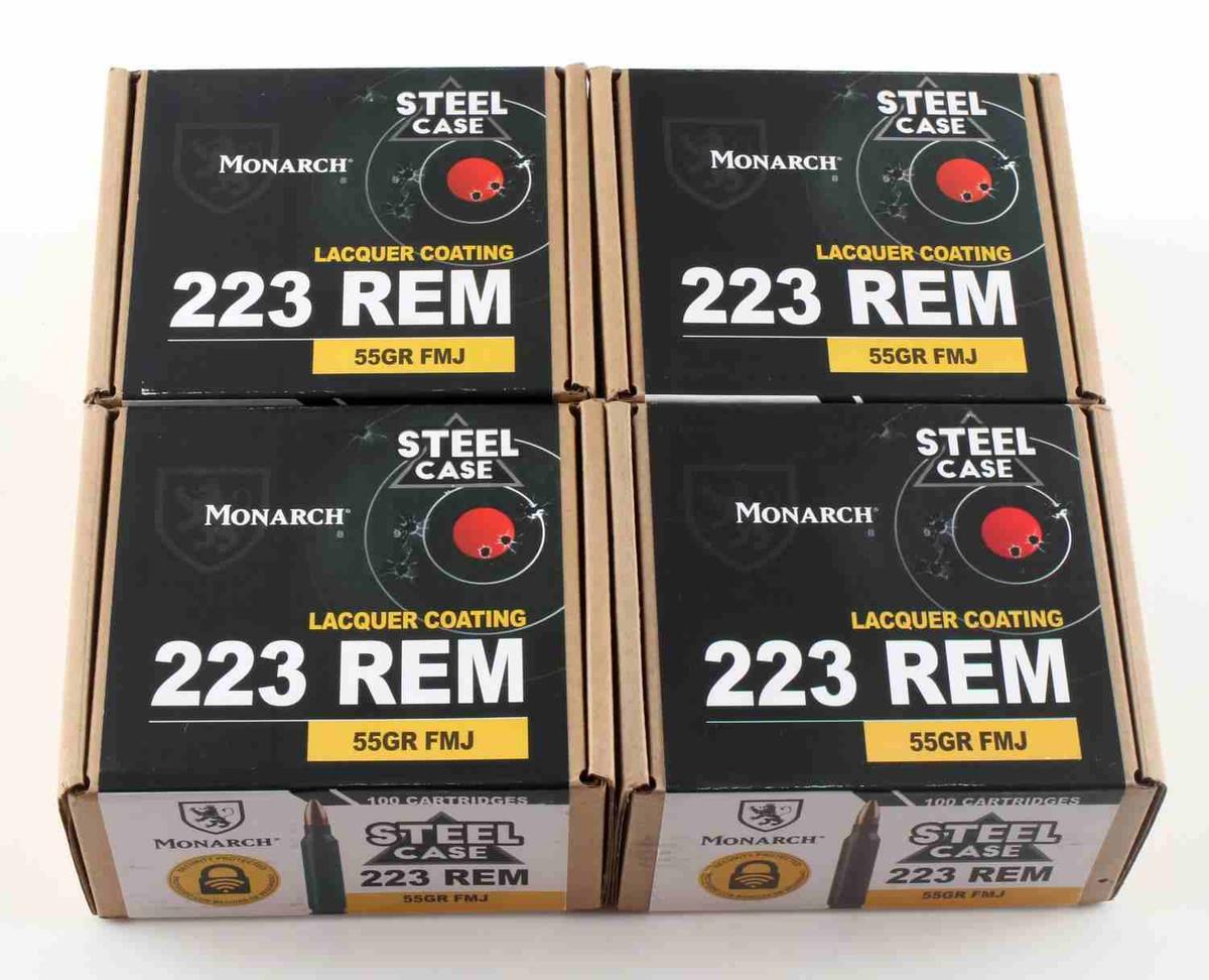 400 RDS MONARCH .223 REM 55 GR AMMO SEALED IN BOX