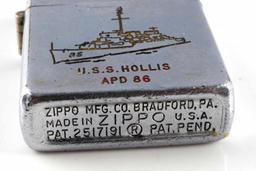 KOREAN WAR 1950 ZIPPO LIGHTER USS HOLLIS W DOG TAG