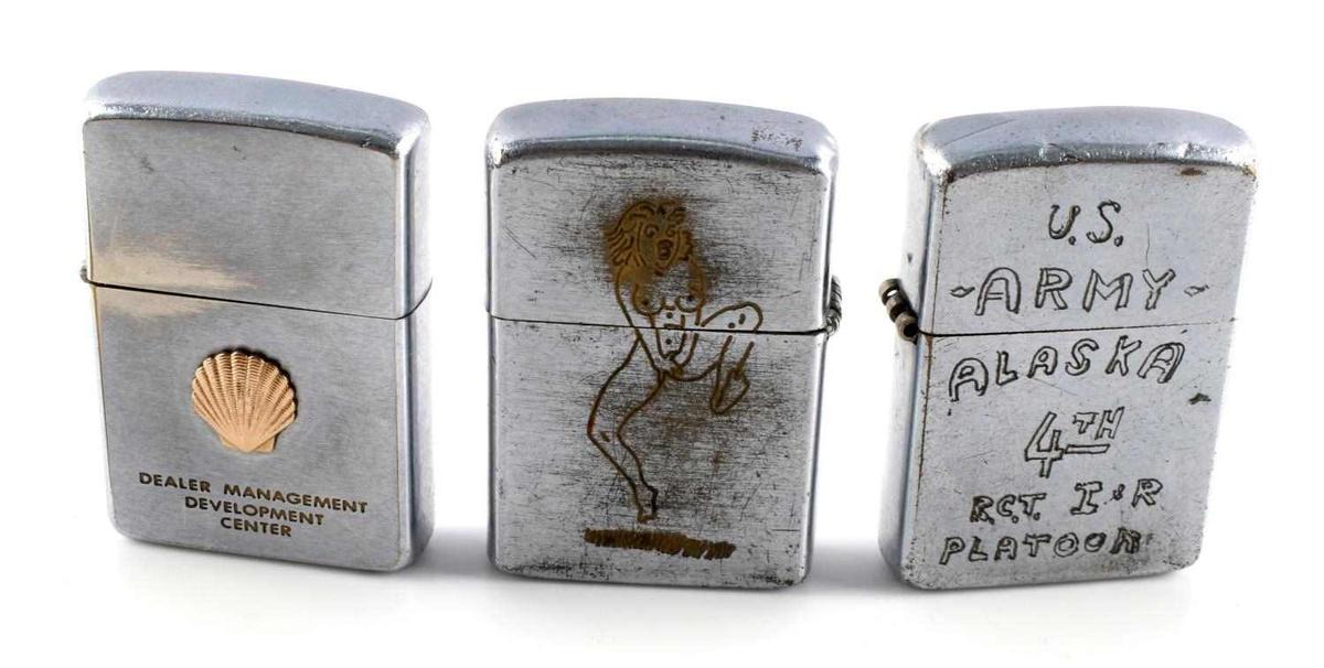 1950 1960 ZIPPO MILITARY & PORN LIGHTER LOT