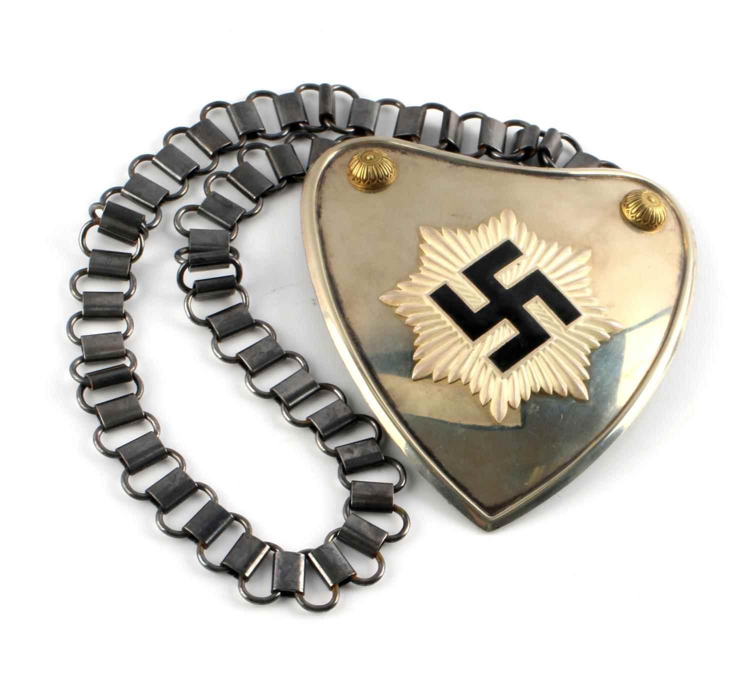 WWII GERMAN 3RD REICH RLB GORGET 2ND TYPE W CHAIN