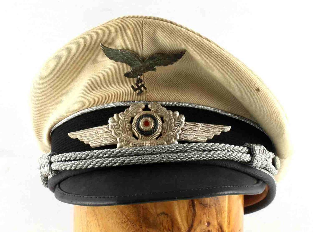 WWII GERMAN LUFTWAFFE OFFICER SUMMER VISOR CAP