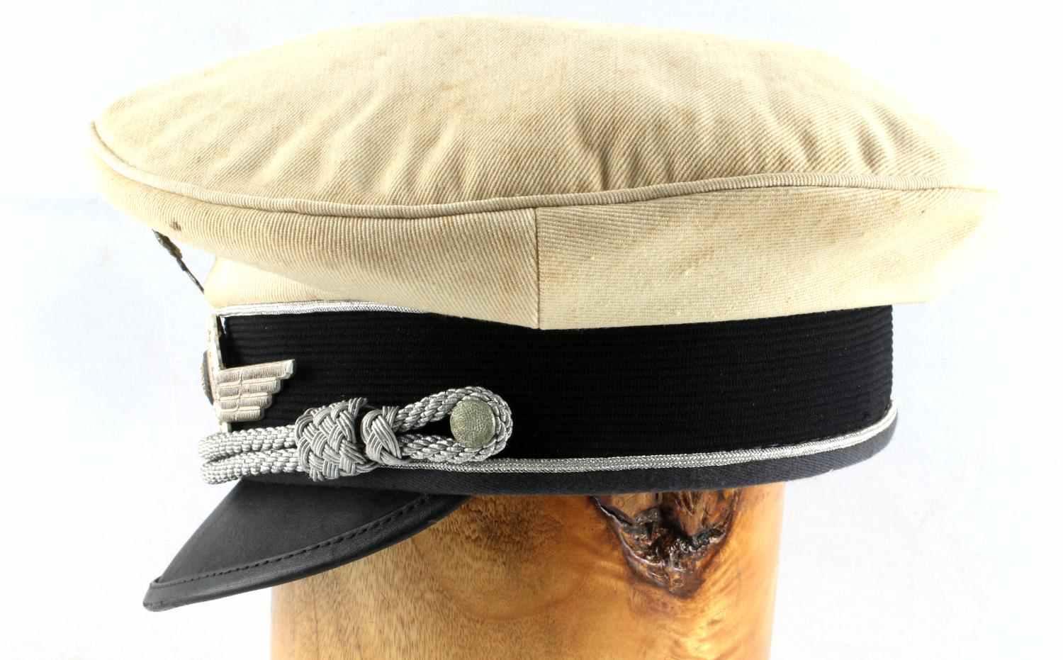 WWII GERMAN LUFTWAFFE OFFICER SUMMER VISOR CAP