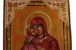 RUSSIAN ICON OF VLADIMIR MOTHER OF GOD WOODEN