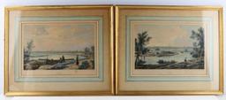 1822 ANTIQUE HAND COLORED HULLMANDEL LITHOGRAPHS