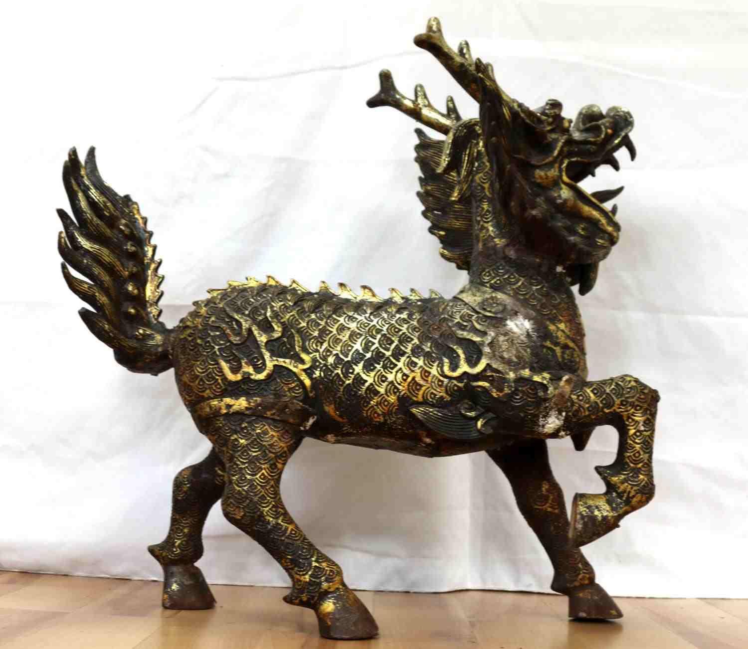 EARLY CHINESE QING DYNASTY CAST IRON FOO DOG