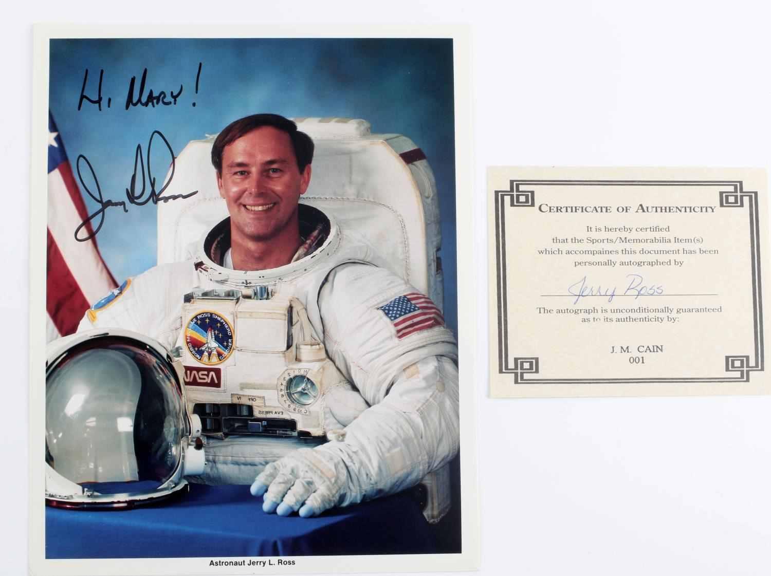 US NASA SIGNED PHOTOGRAPH ASTRONAUT ROSS W COA