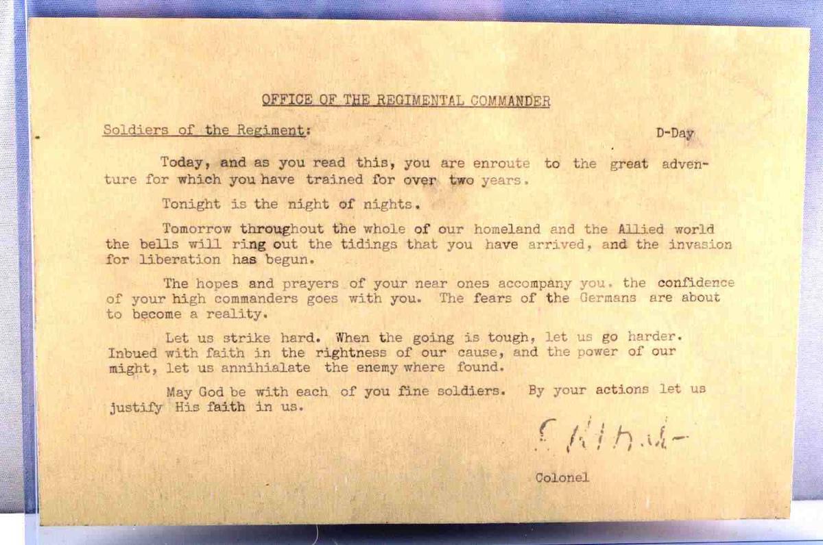 WWII D-DAY US PARATROOPER INFANTRY SINK LETTER