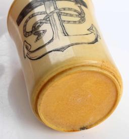 ANTIQUE CIVIL WAR BONE SCRIMSHAW SAILOR SHOT CUP