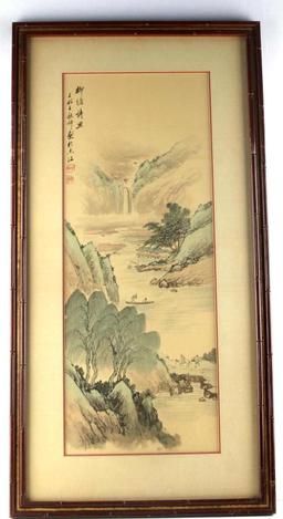 VINTAGE CHINESE SILK LANDSCAPE PAINTING