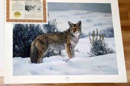 3 FRACE WILDLIFE EAGLE BEAR COYOTE SIGNED PRINTS