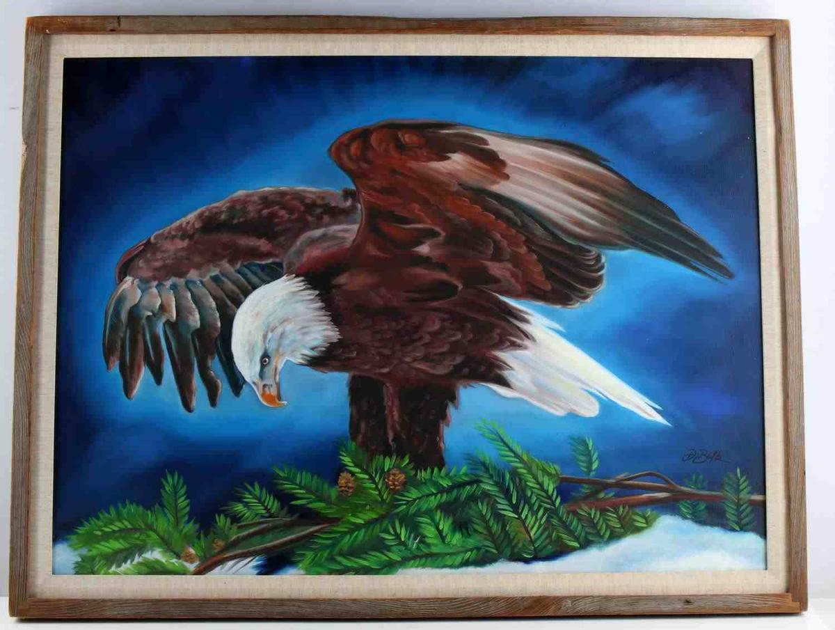 BELK ORIGINAL OF AUDUBON BALD EAGLE OIL PAINTING