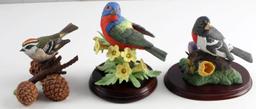 LENOX PORCELAIN PAINTED BUNTING & BIRD FIGURINES