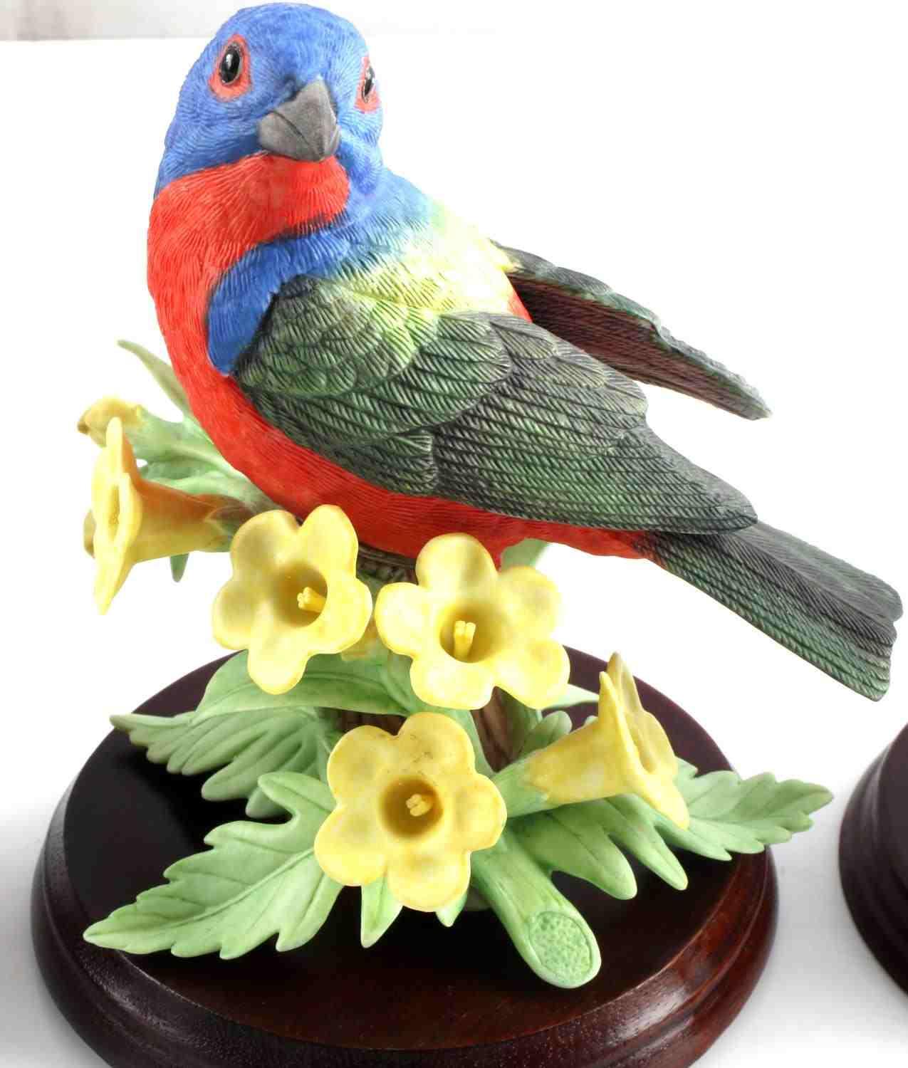 LENOX PORCELAIN PAINTED BUNTING & BIRD FIGURINES