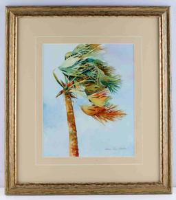 ANNE LEE HEATON WATERCOLOR TROPICAL PALM PAINTING