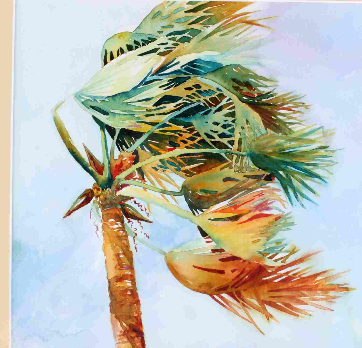 ANNE LEE HEATON WATERCOLOR TROPICAL PALM PAINTING