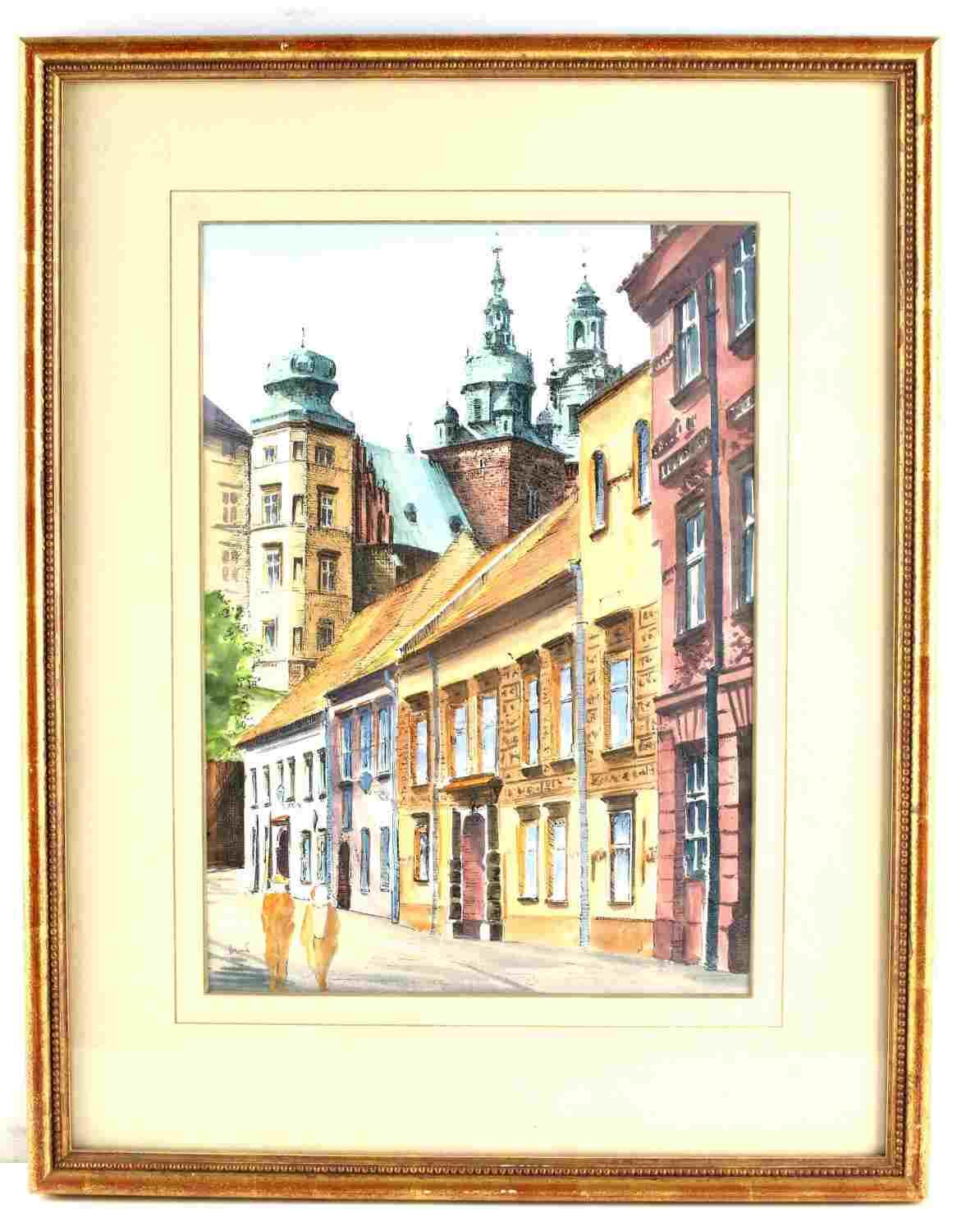 ORIGINAL WATERCOLOR PAINTING OF KRAKOW POLAND