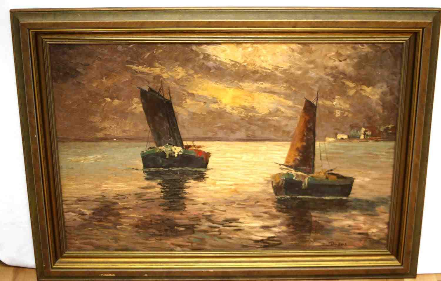 DUBOIS NAUTICAL IMPRESSIONIST ART OIL PAINTING