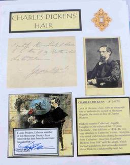 JOHN LENNON BEATLES & CHARLES DICKENS HAIR W/ COA