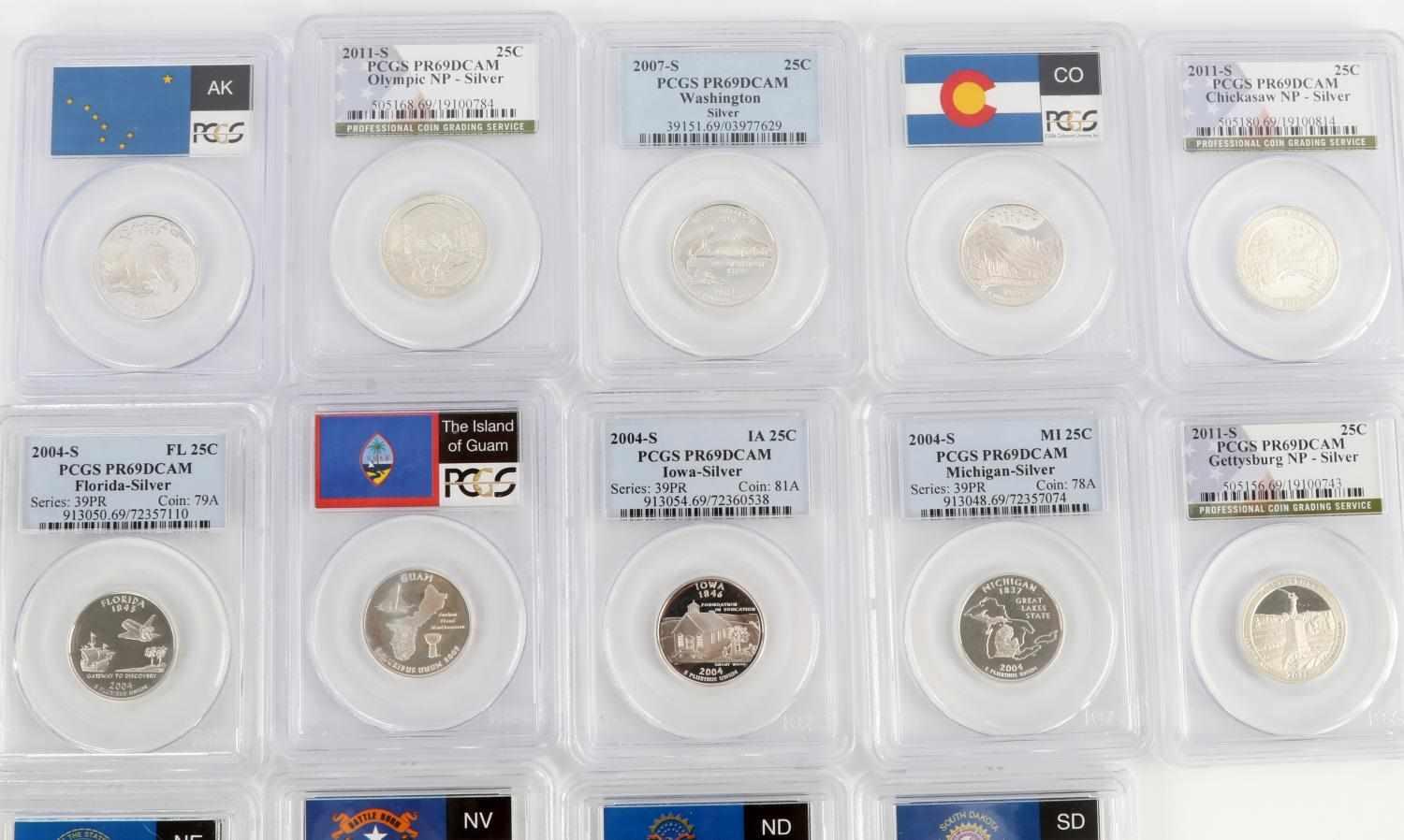 18 SILVER PCGS PR69DCAM NP & STATE QUARTER COINS