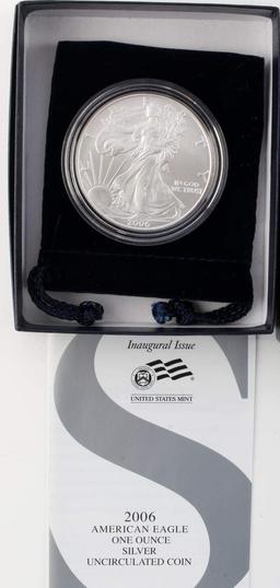 5 ONE OUNCE SILVER UNCIRCULATED AMERICAN EAGLES