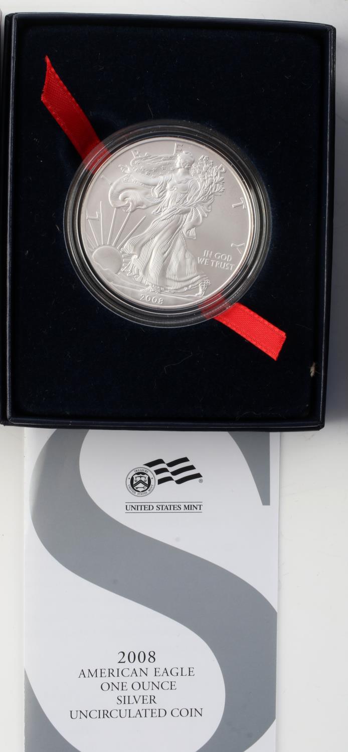 5 ONE OUNCE SILVER UNCIRCULATED AMERICAN EAGLES