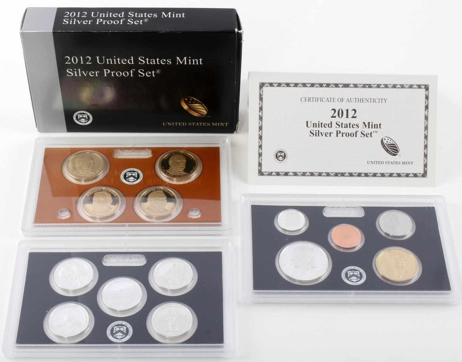 2012 UNITED STATES MINT SILVER PROOF SET COINS