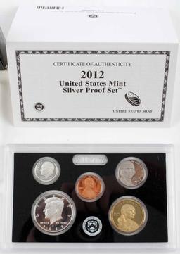 2012 UNITED STATES MINT SILVER PROOF SET COINS