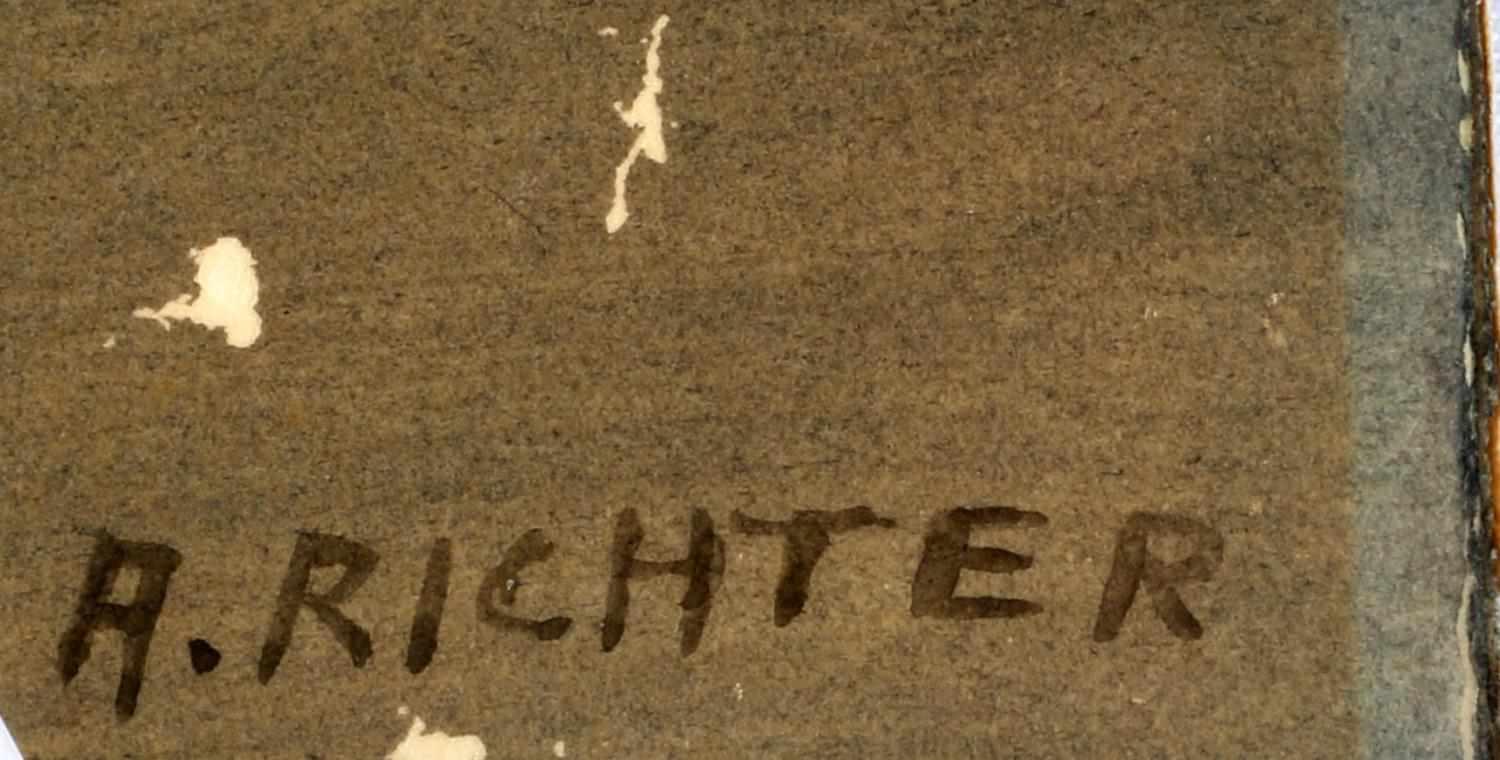 A. RICHTER GERMAN MIDCENTURY WATERCOLOR LANDSCAPE